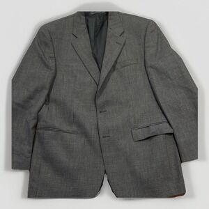 Ralph Lauren Gray Wool Microcheck Single-Breasted Double-Vented Blazer‎